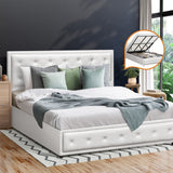 NNEED King Bed Frame with Storage Space Gas Lift White