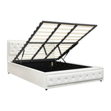 NNEED King Bed Frame with Storage Space Gas Lift White