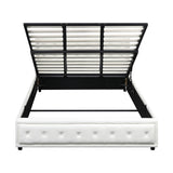 NNEED King Bed Frame with Storage Space Gas Lift White
