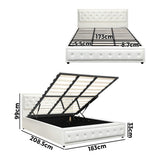 NNEED King Bed Frame with Storage Space Gas Lift White
