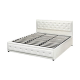 NNEED King Bed Frame with Storage Space Gas Lift White