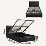 NNEED King Single Bed Frame with Storage Space Gas Lift Black