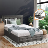 NNEED King Single Bed Frame with Storage Space Gas Lift Grey