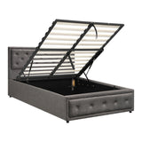 NNEED King Single Bed Frame with Storage Space Gas Lift Grey