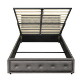 NNEED King Single Bed Frame with Storage Space Gas Lift Grey