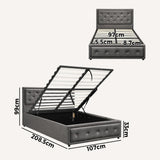 NNEED King Single Bed Frame with Storage Space Gas Lift Grey