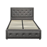 NNEED King Single Bed Frame with Storage Space Gas Lift Grey