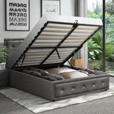 NNEED King Single Bed Frame with Storage Space Gas Lift Grey