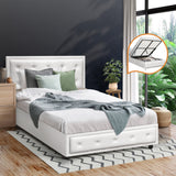 NNEED King Single Bed Frame with Storage Space Gas Lift White