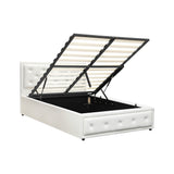 NNEED King Single Bed Frame with Storage Space Gas Lift White