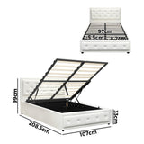 NNEED King Single Bed Frame with Storage Space Gas Lift White
