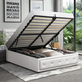 NNEED King Single Bed Frame with Storage Space Gas Lift White