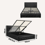 NNEED Queen Bed Frame with Storage Space Gas Lift Black