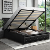 NNEED Queen Bed Frame with Storage Space Gas Lift Black