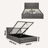 NNEED Queen Bed Frame with Storage Space Gas Lift Grey