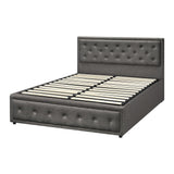 NNEED Queen Bed Frame with Storage Space Gas Lift Grey