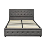 NNEED Queen Bed Frame with Storage Space Gas Lift Grey