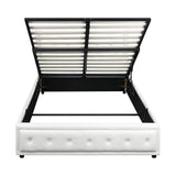 NNEED Queen Bed Frame with Storage Space Gas Lift White