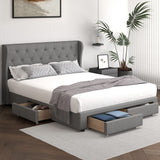 NNEED Bed Frame Double Size Frames with 4 Storage Drawers