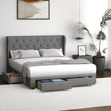 NNEED Bed Frame Double Size Frames with 4 Storage Drawers