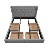 NNEED Bed Frame King Size with 4 Storage Drawers