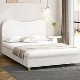 NNEED Bed Frame Double Size White Boucle Cloud Shape