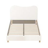 NNEED Bed Frame Double Size White Boucle Cloud Shape