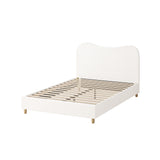 NNEED Bed Frame Double Size White Boucle Cloud Shape
