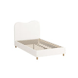 NNEED Bed Frame King Single White Boucle Cloud Shape