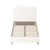 NNEED Bed Frame King Single White Boucle Cloud Shape