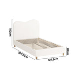 NNEED Bed Frame King Single White Boucle Cloud Shape