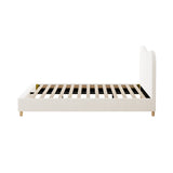 NNEED Bed Frame King Single White Boucle Cloud Shape