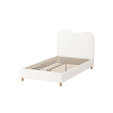 NNEED Bed Frame King Single White Boucle Cloud Shape