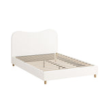 NNEED Bed Frame Queen Size White Boucle Cloud Shape