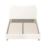 NNEED Bed Frame Queen Size White Boucle Cloud Shape