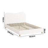 NNEED Bed Frame Queen Size White Boucle Cloud Shape