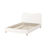 NNEED Bed Frame Queen Size White Boucle Cloud Shape