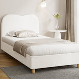 NNEED Bed Frame Single Size White Boucle Cloud Shape