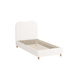 NNEED Bed Frame Single Size White Boucle Cloud Shape