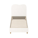 NNEED Bed Frame Single Size White Boucle Cloud Shape