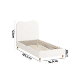 NNEED Bed Frame Single Size White Boucle Cloud Shape