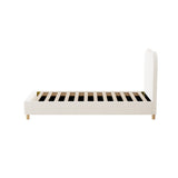 NNEED Bed Frame Single Size White Boucle Cloud Shape
