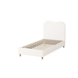 NNEED Bed Frame Single Size White Boucle Cloud Shape