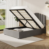 NNEED Bed Frame Double Size Gas Lift Velvet Grey