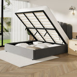 NNEED Bed Frame King Size Gas Lift Velvet Grey