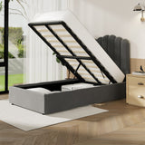 NNEED Bed Frame King Single Gas Lift Velvet Grey