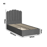 NNEED Bed Frame King Single Gas Lift Velvet Grey