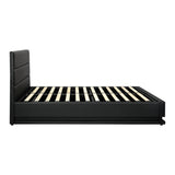 NNEED Double Bed Frame Gas Lift RBG Storage Space Black