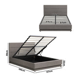 NNEED Double Bed Frame with Gas Lift LED Storage Space Grey