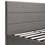 NNEED Double Bed Frame with Gas Lift LED Storage Space Grey